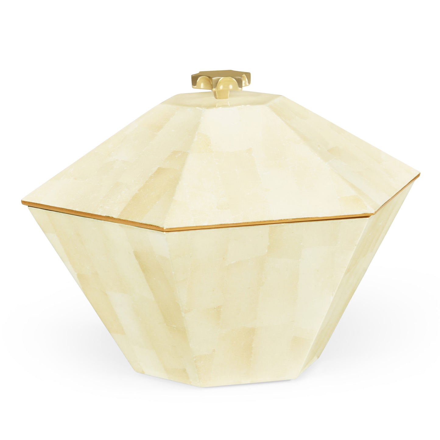 Dutch White Eggshell Hexagonal Box | Jonathan Charles