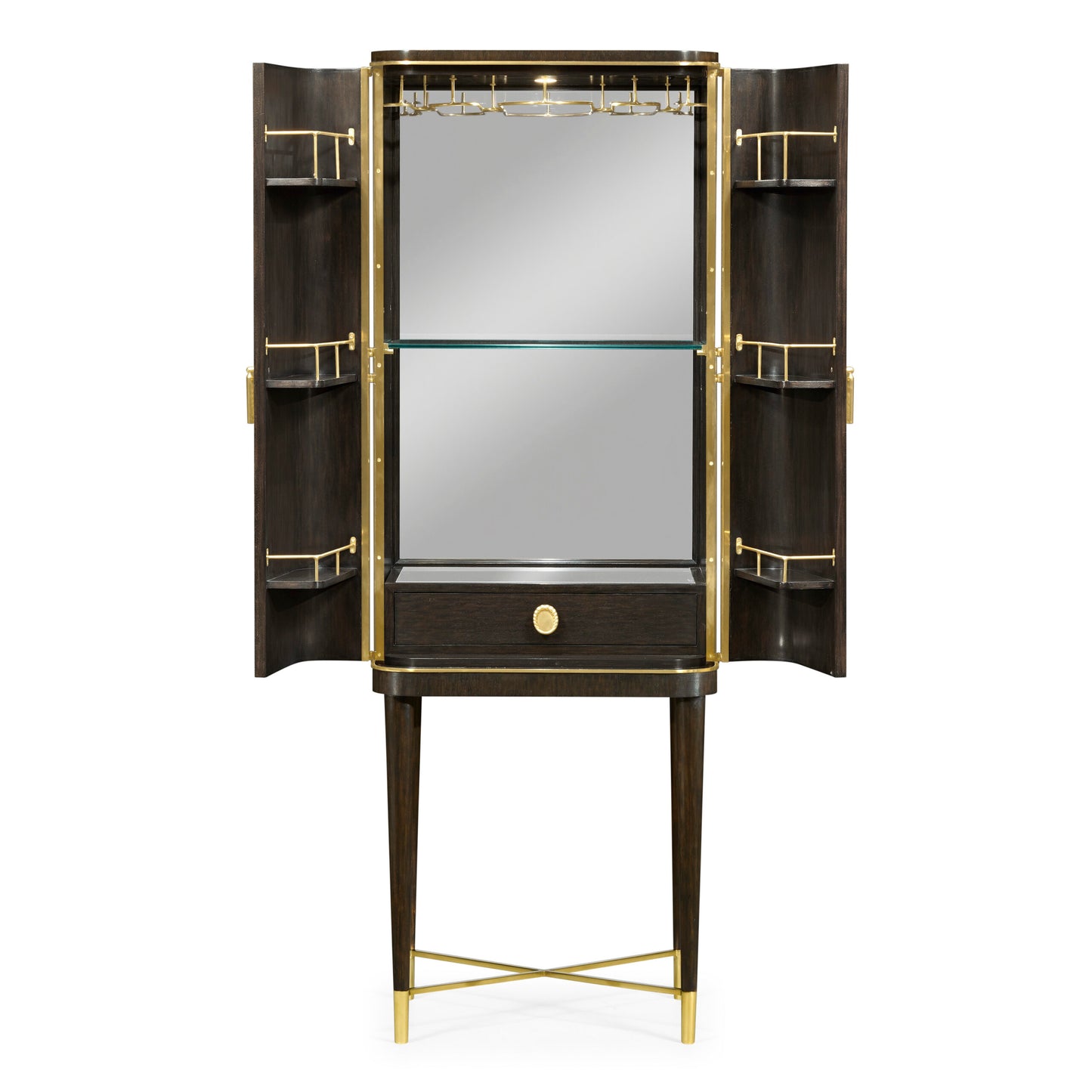 Chinoiserie Style Charcoal Antique Etched Brass Drink Cabinet | Jonathan Charles