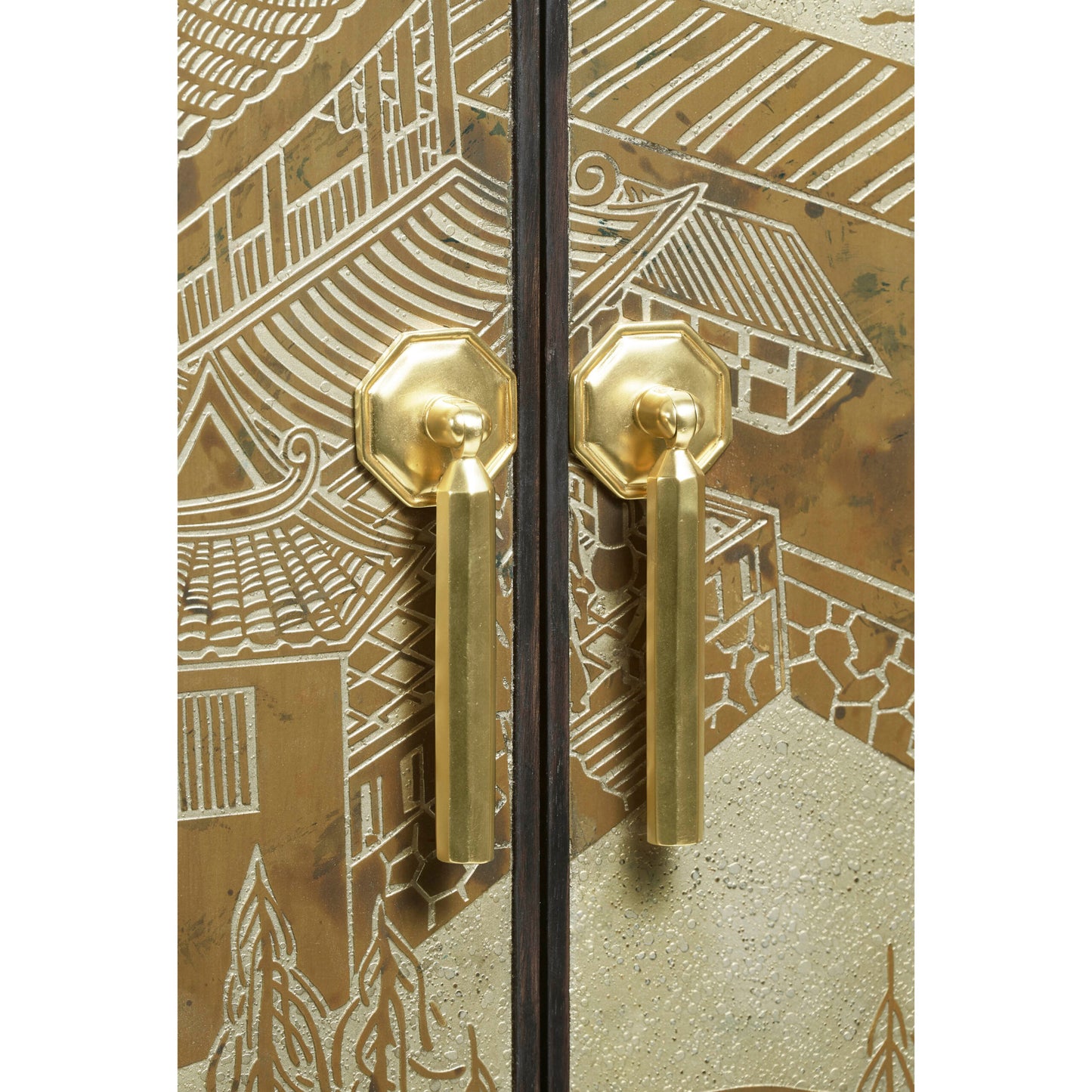 Chinoiserie Style Charcoal Antique Etched Brass Drink Cabinet | Jonathan Charles