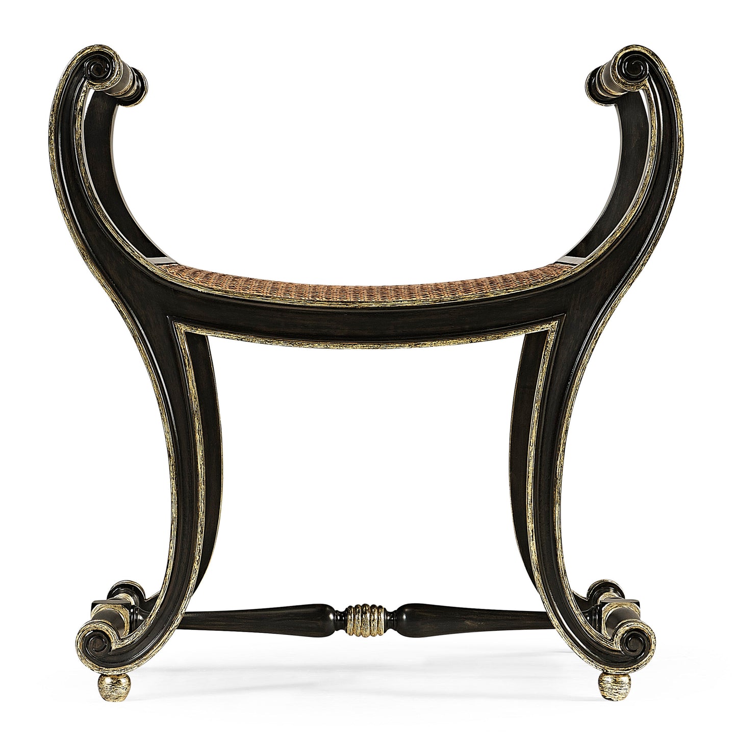 Curved Charcoal & Gilded Stool | Jonathan Charles