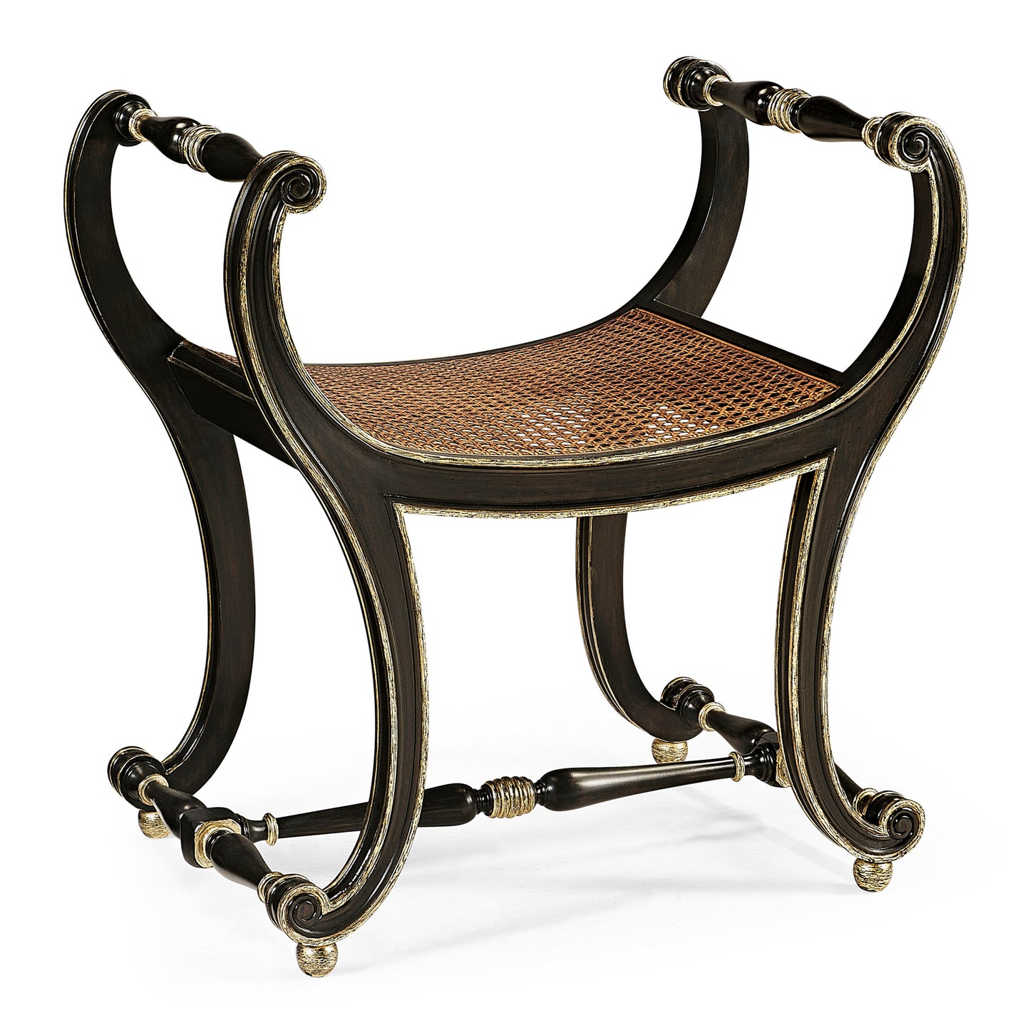 Curved Charcoal & Gilded Stool | Jonathan Charles