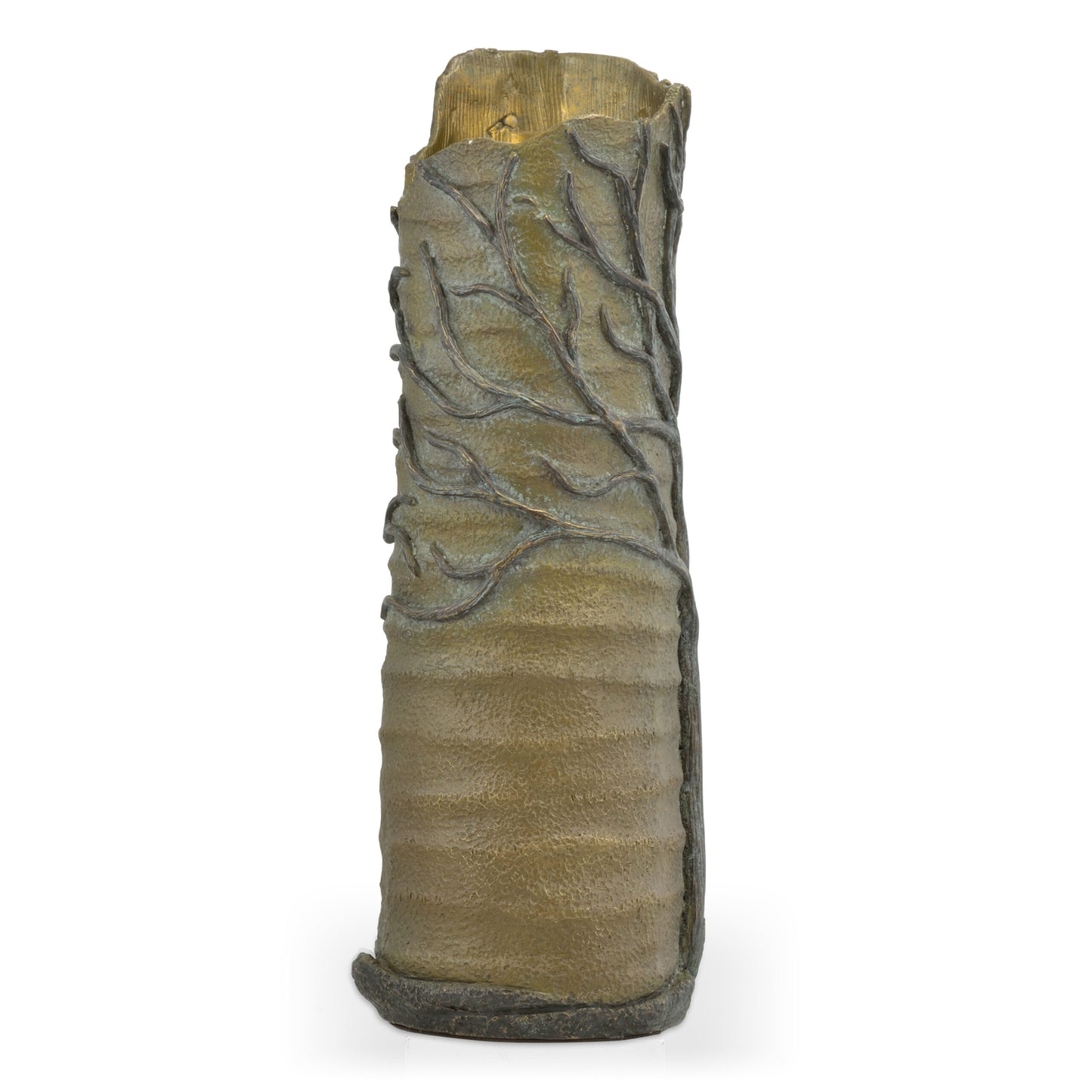 Antique Light Brown Brass Tree Vase | Jonathan Charles