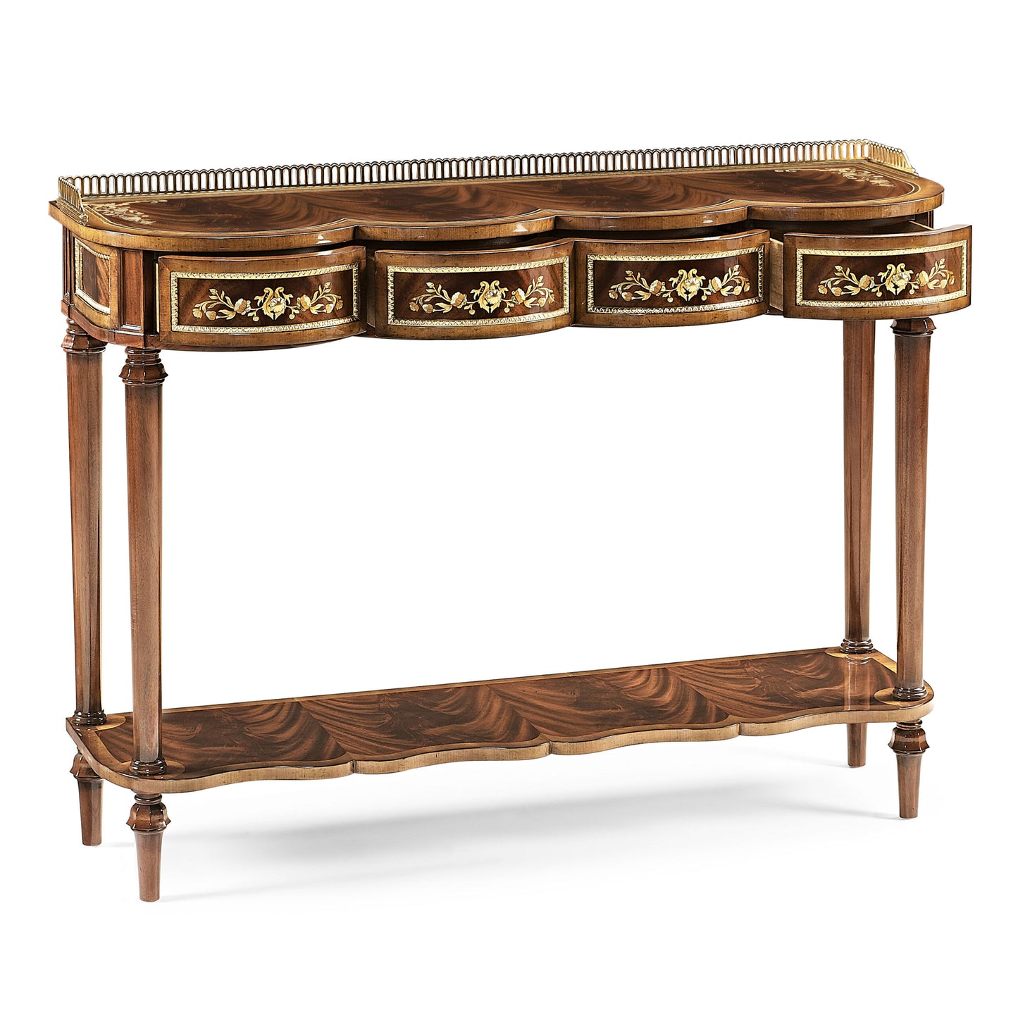 Mahogany console table with mother of pearl & marquetry | Jonathan Charles