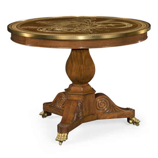 Medium Mahogany &amp; Marquetry Left Hall Tilted Top Centre Table | Jonathan Charles