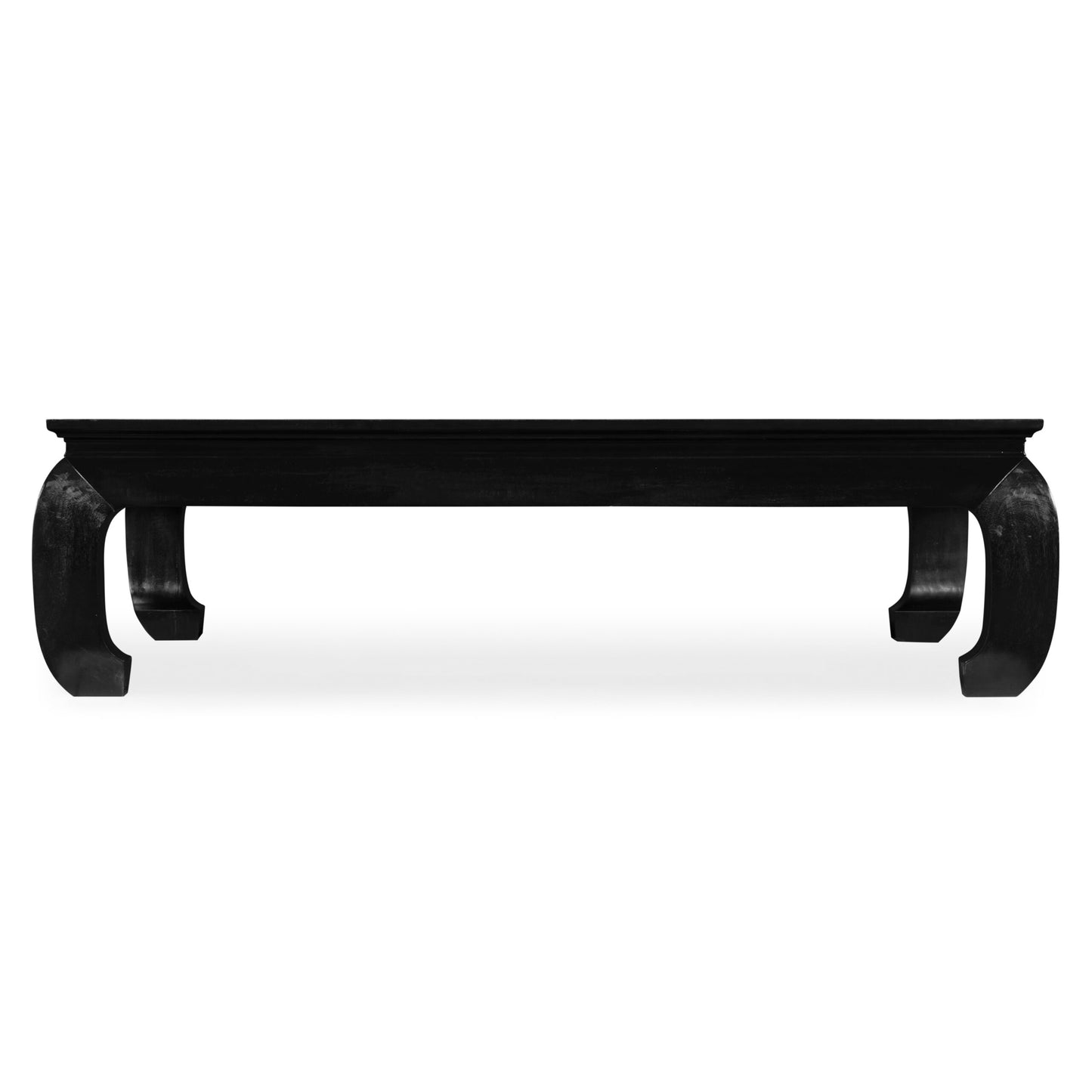 Square Ming Ebonized Coffee Table with Black Glass Top