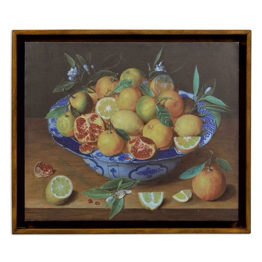 Still Life with Lemons Painting on a Honey Walnut Frame | Jonathan Charles