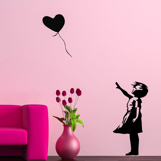 Girl With Balloon Decorative Wall Sticker