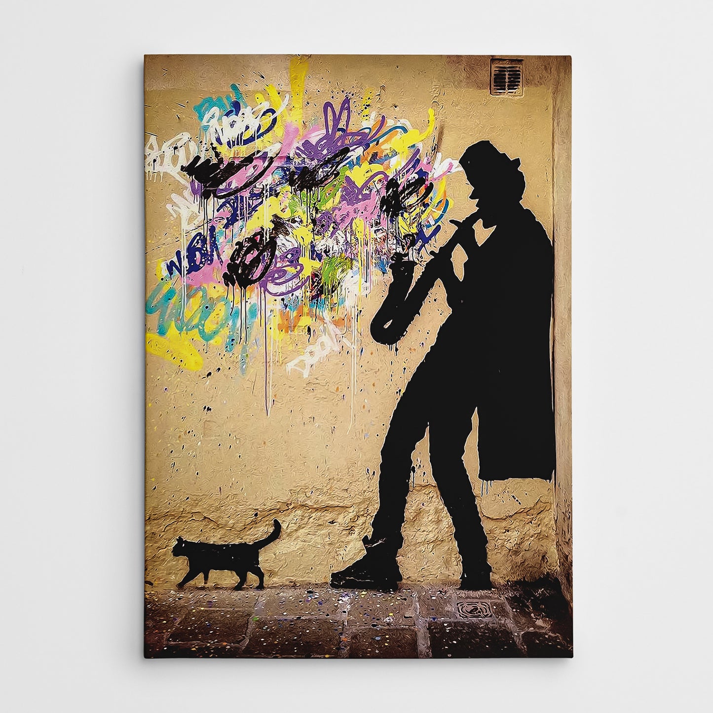 Saxophone Decorative Framed Canvas Painting (Small)