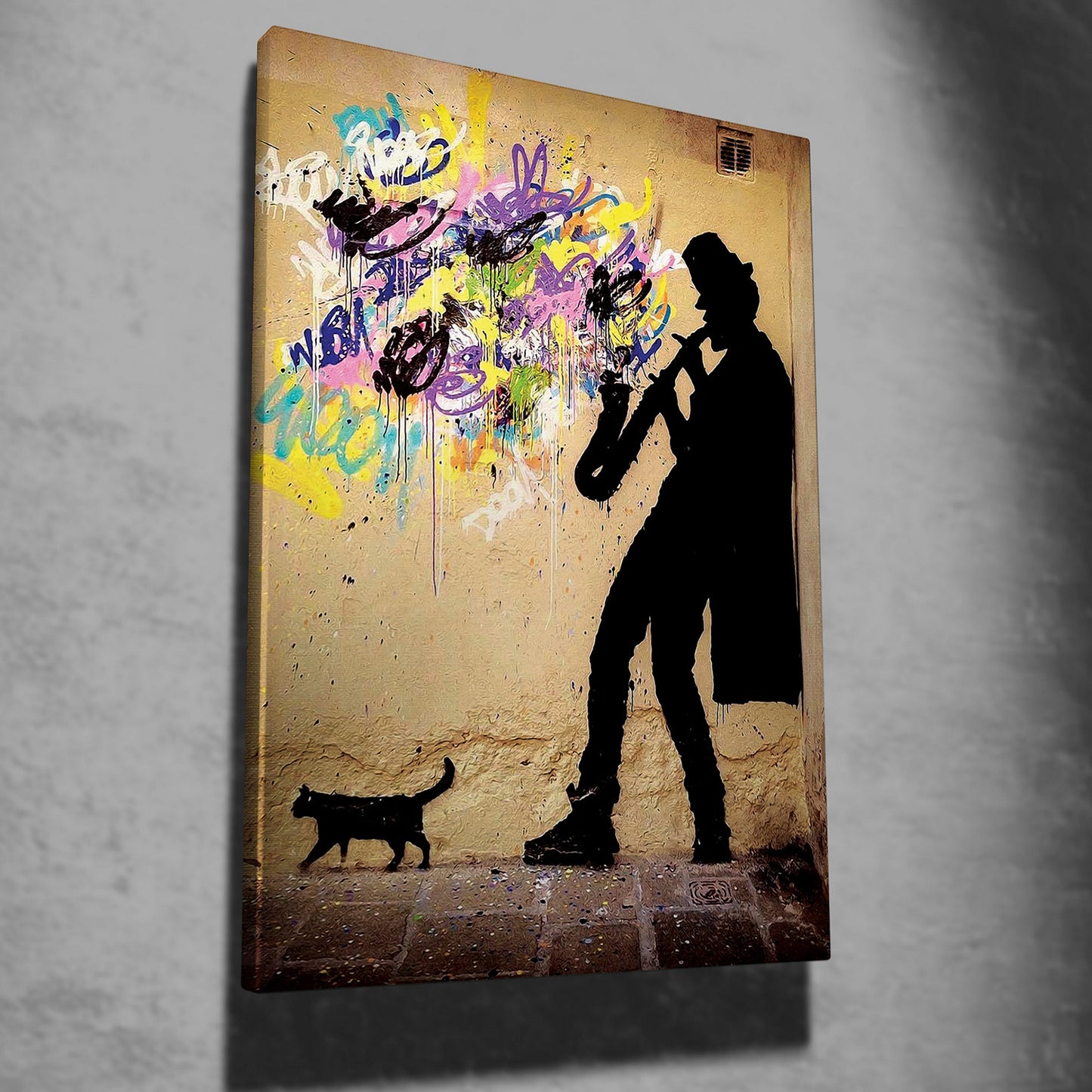 Saxophone Decorative Framed Canvas Painting (Small)