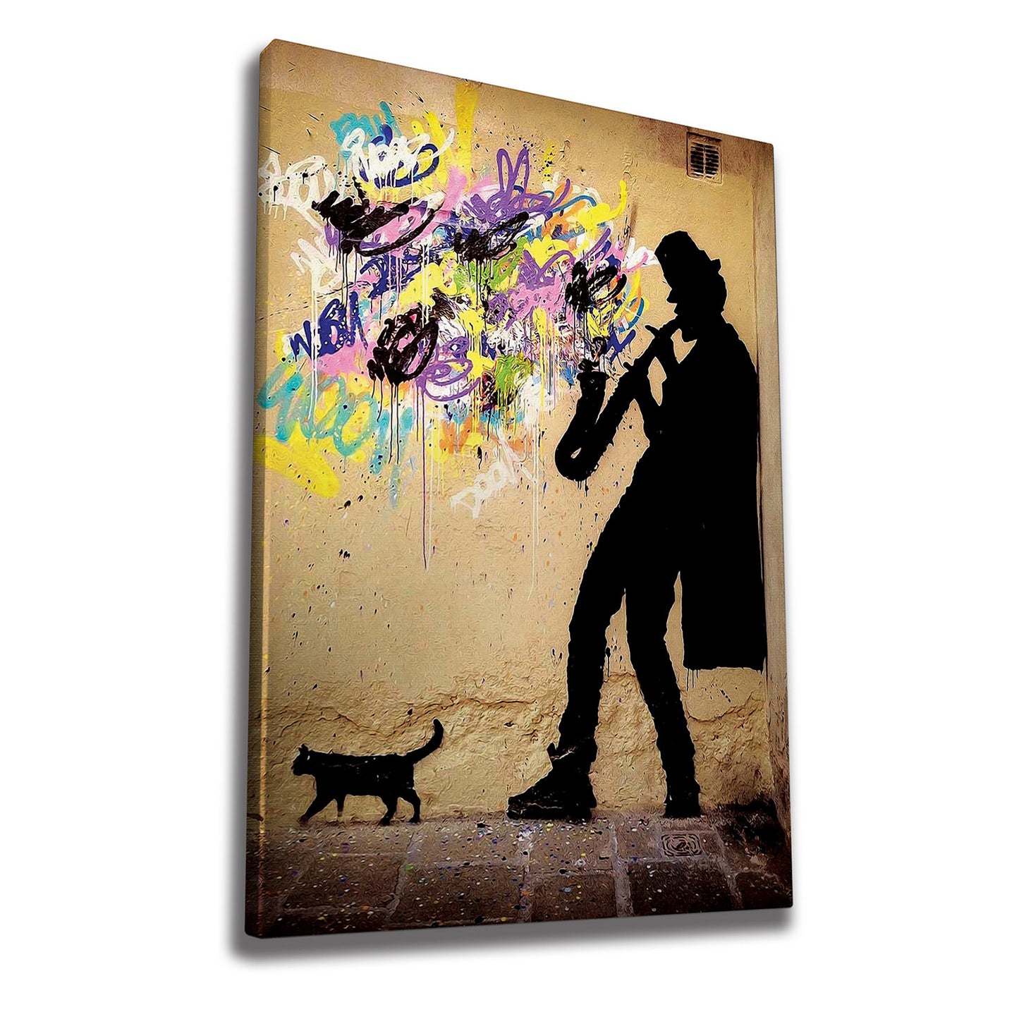 Saxophone Decorative Framed Canvas Painting (Small)