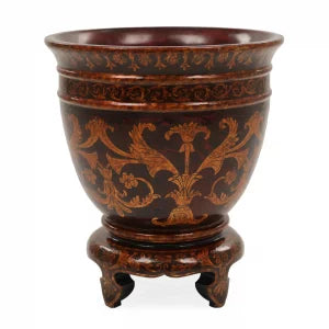 Shangrila Round Wooden Planter Hand Painted | The Gallery