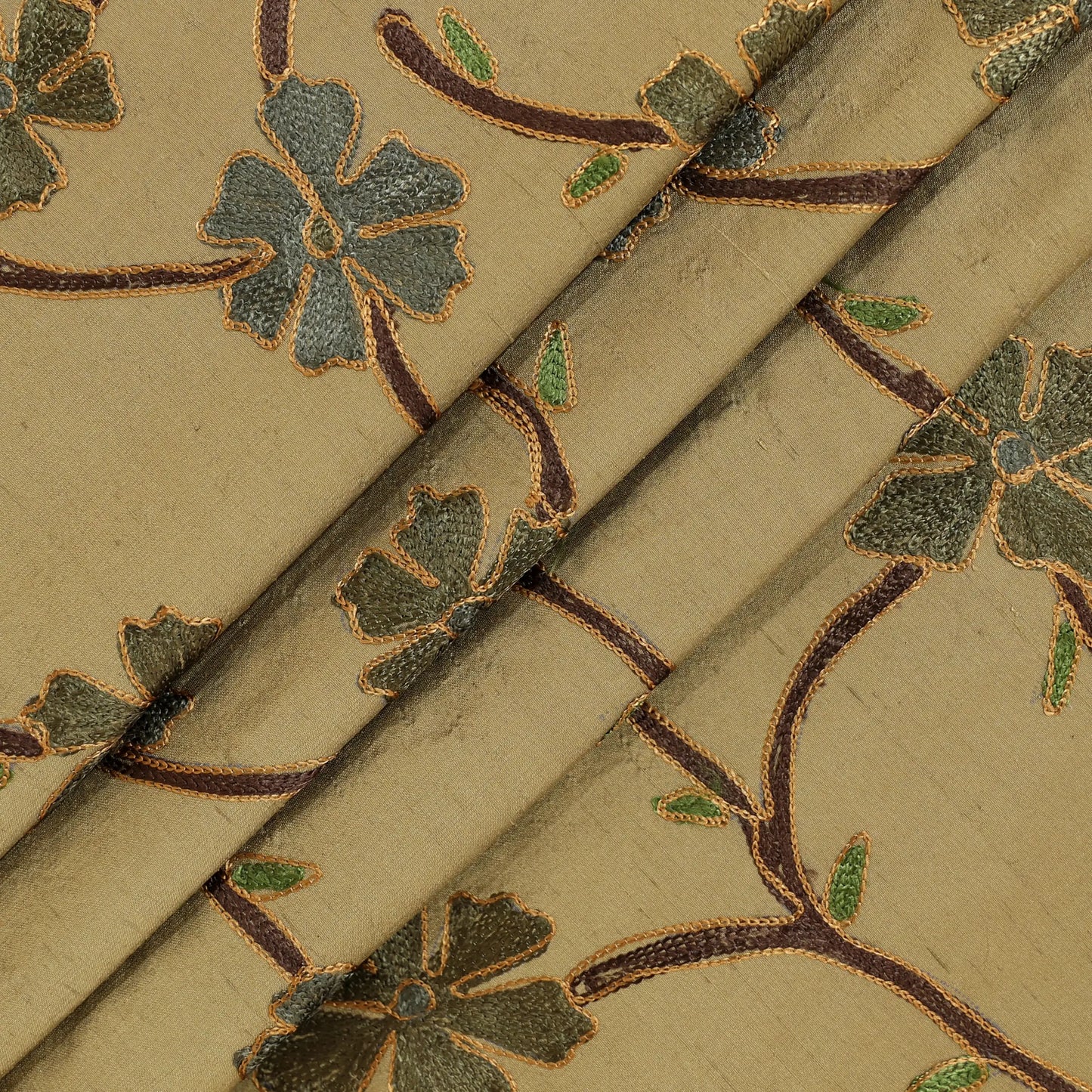 Tuscany embroidered silk fabric