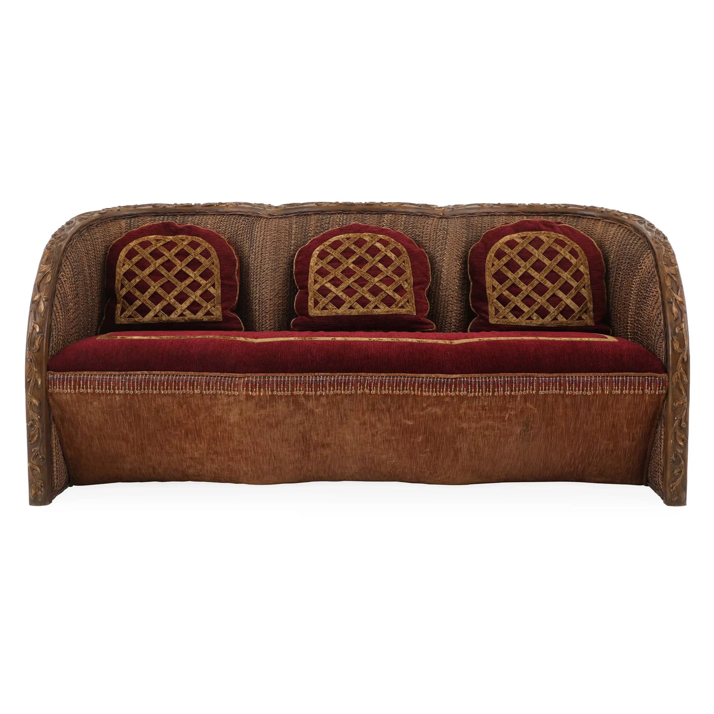 Natural Cane Italian Velvet Sofa Set | Living Room Sofa