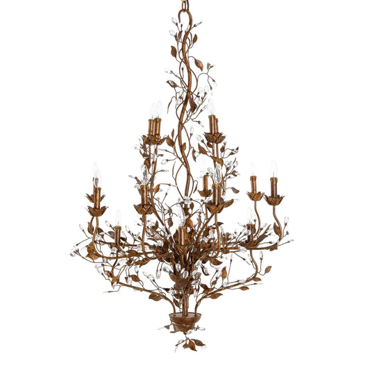 Twelve Arm Leaf And Crystal Chandelier | Decorative Lighting