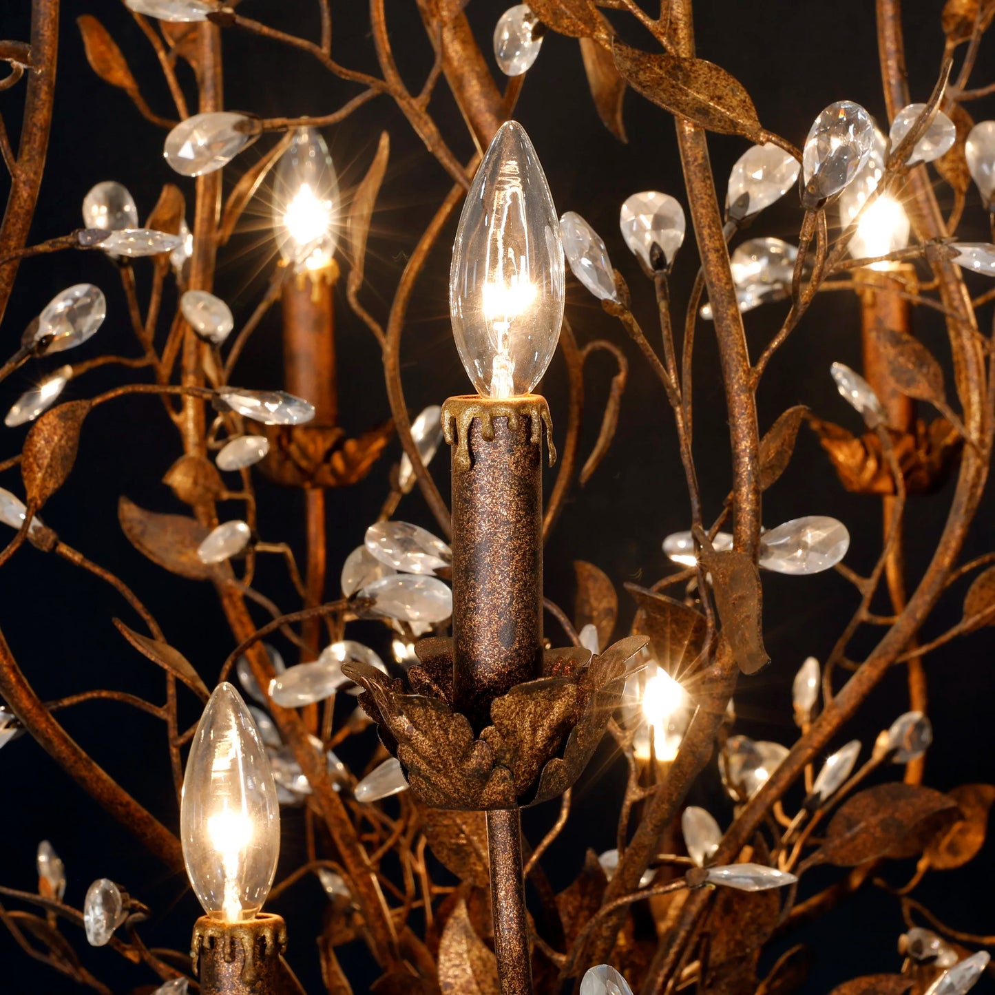 Twelve Arm Leaf And Crystal Chandelier | Decorative Lighting