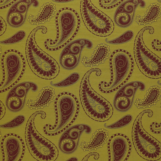 TESSUTO TRIM paisley leaf red fabric