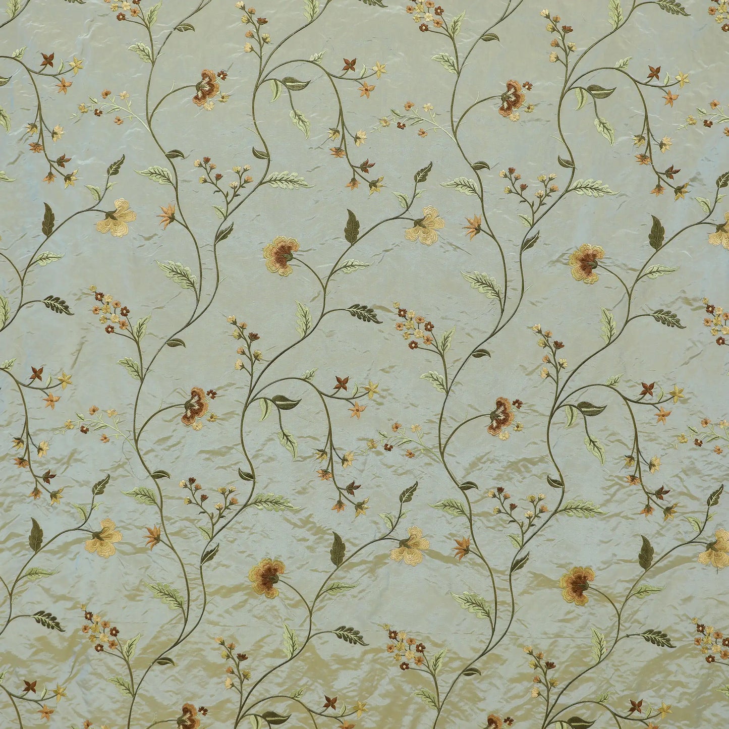 Blossom embroidered silk Tafetta