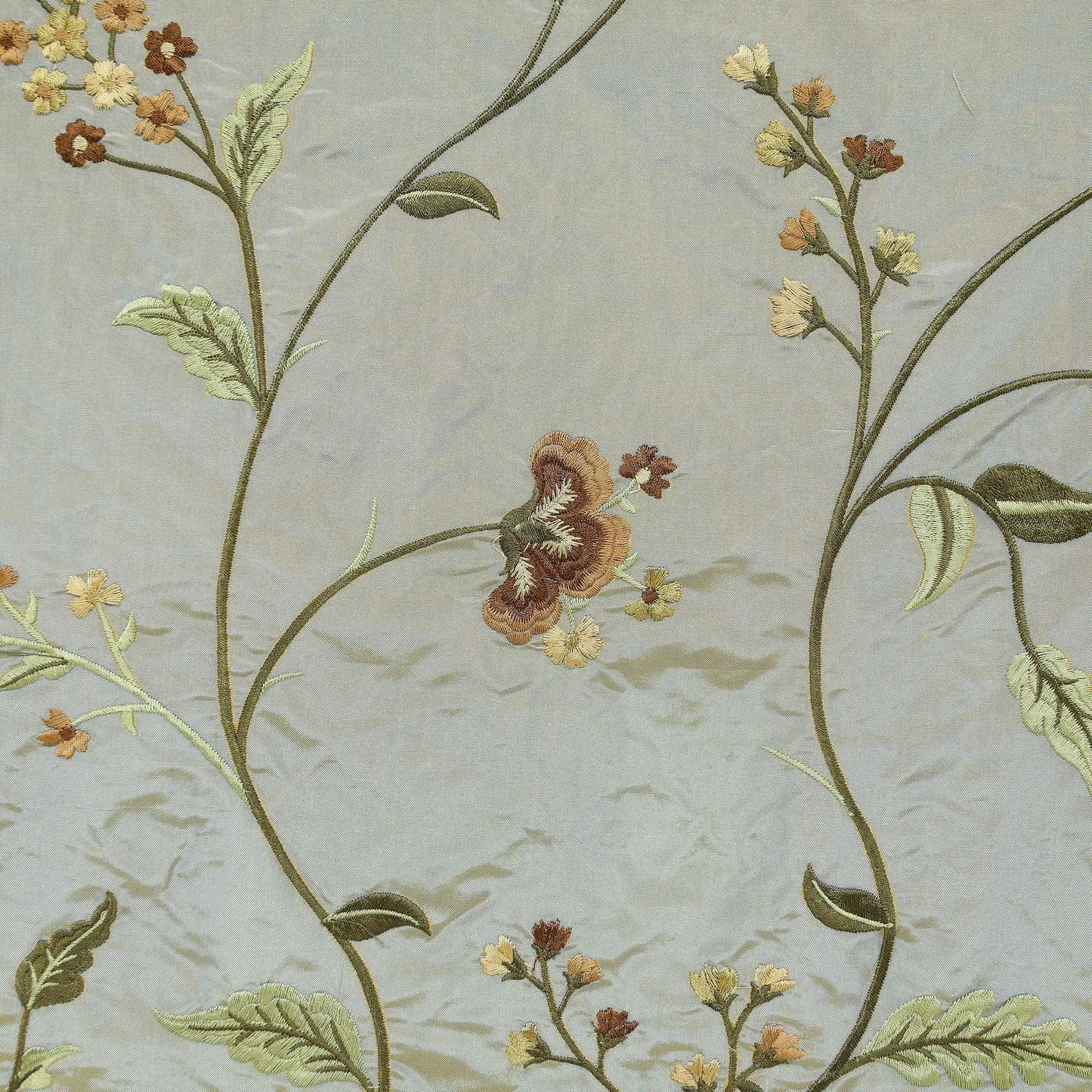 Blossom embroidered silk Tafetta