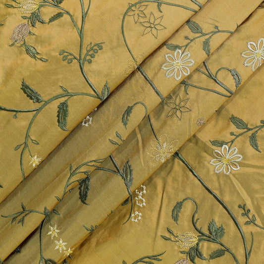 Sugar land embroidered silk fabric