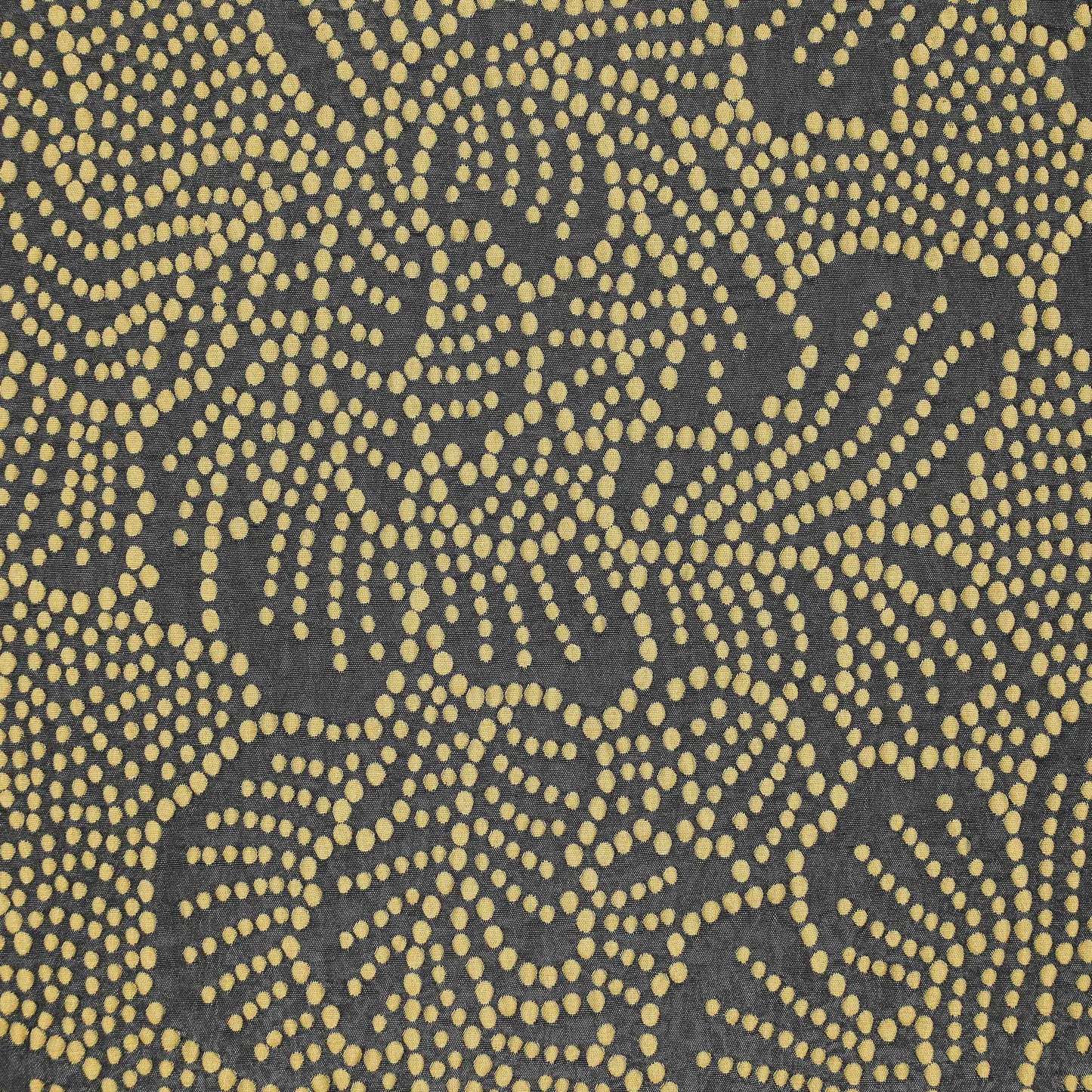 Stamped Golden Dots On Black Satin Fabric