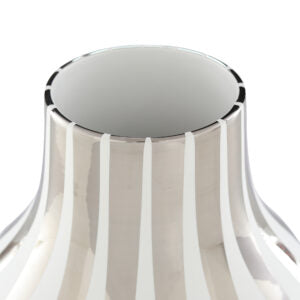 Strypy 2 . Vase, Nuclear White With Platinum Lines | Bosa