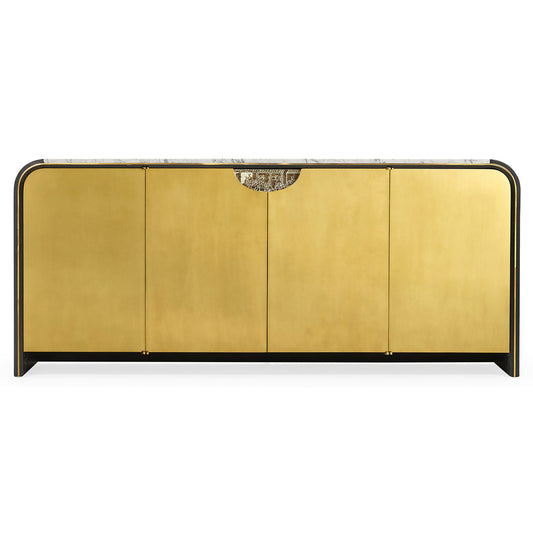 Curved Ebonised Oak & Brass Sideboard | Jonathan Charles