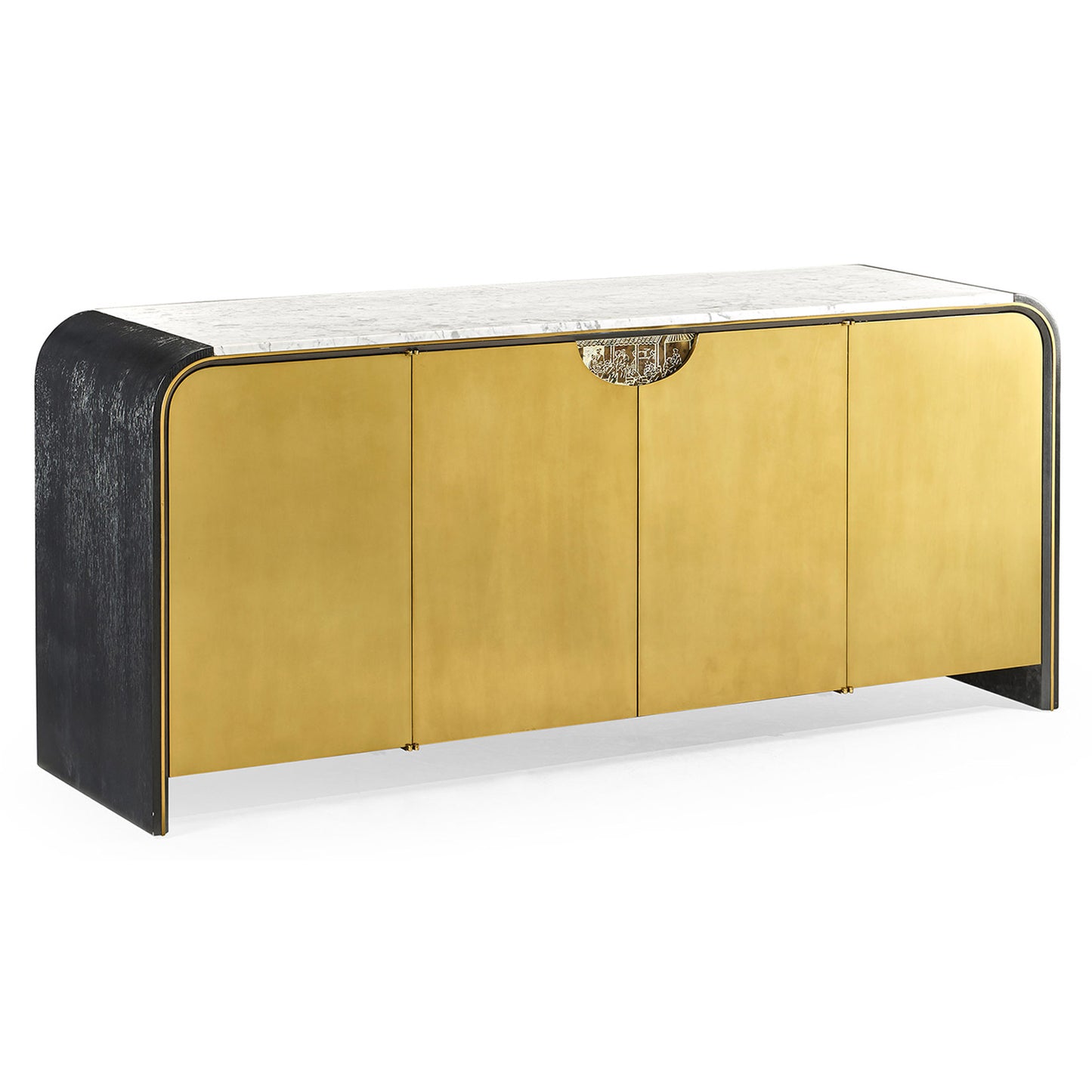 Curved Ebonised Oak & Brass Sideboard | Jonathan Charles