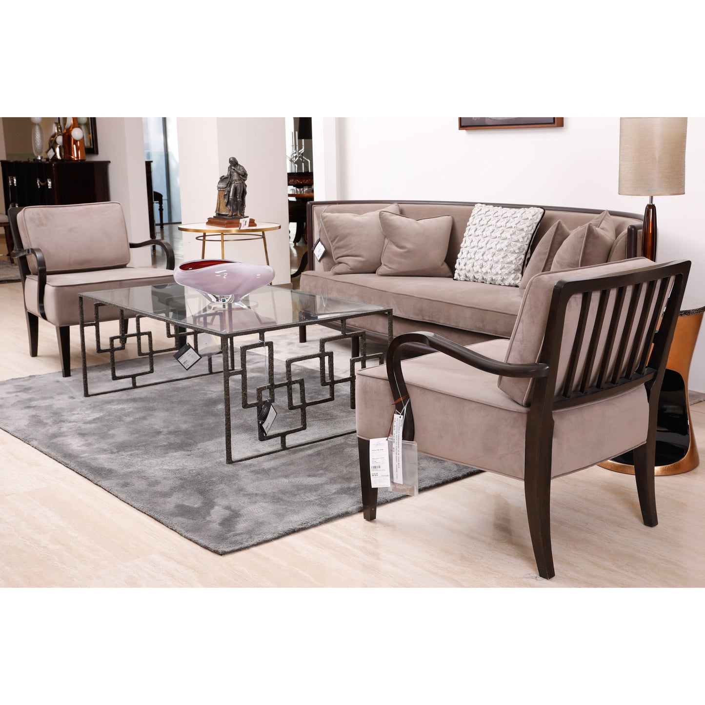 Rounded Dark Brown Ash Sofa set (Set of 3) | Jonathan Charles