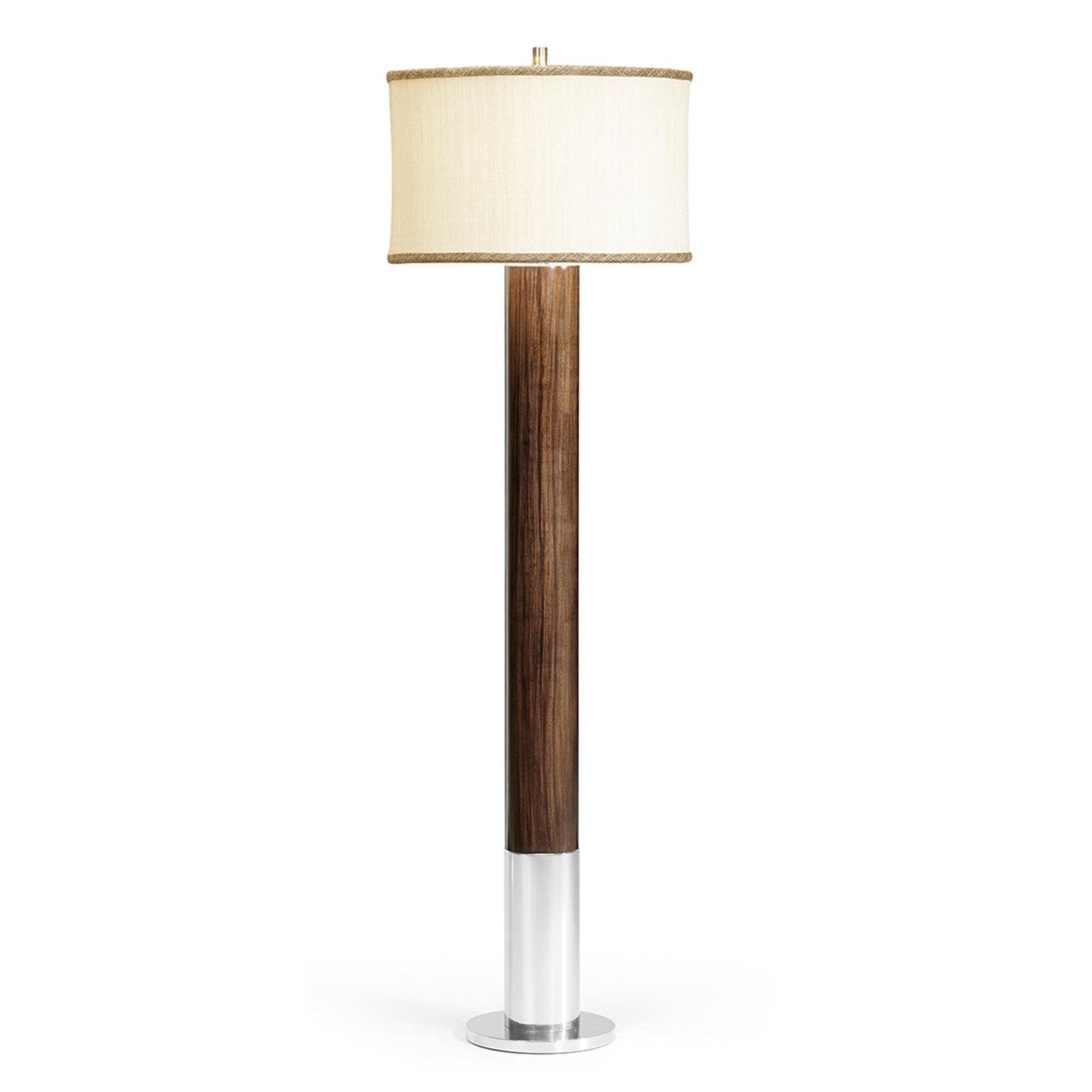 Circular Campaign Style Dark Santos RoseWood & White Stainless Steel Floor Lamp | Jonathan Charles