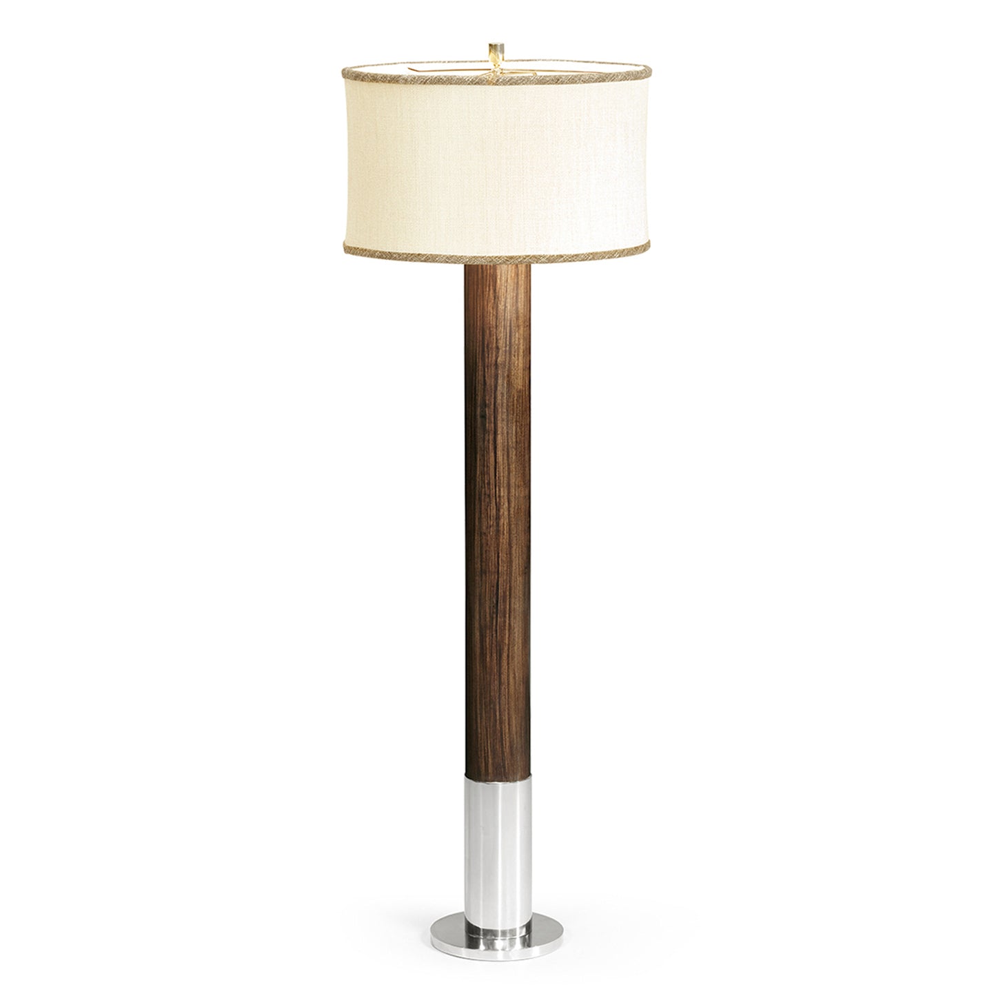 Circular Campaign Style Dark Santos RoseWood & White Stainless Steel Floor Lamp | Jonathan Charles