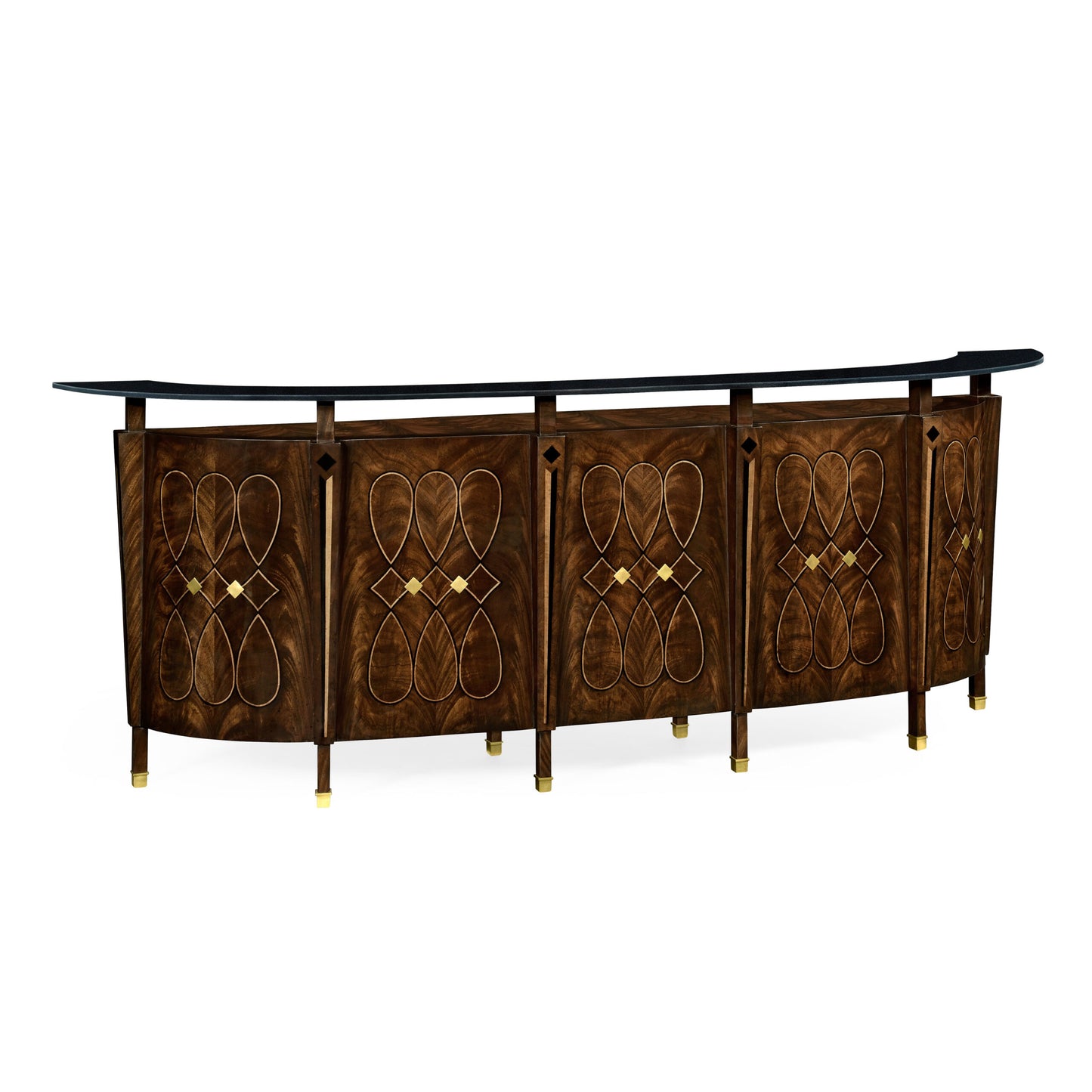 Mahogany semi circular five panel registration desk