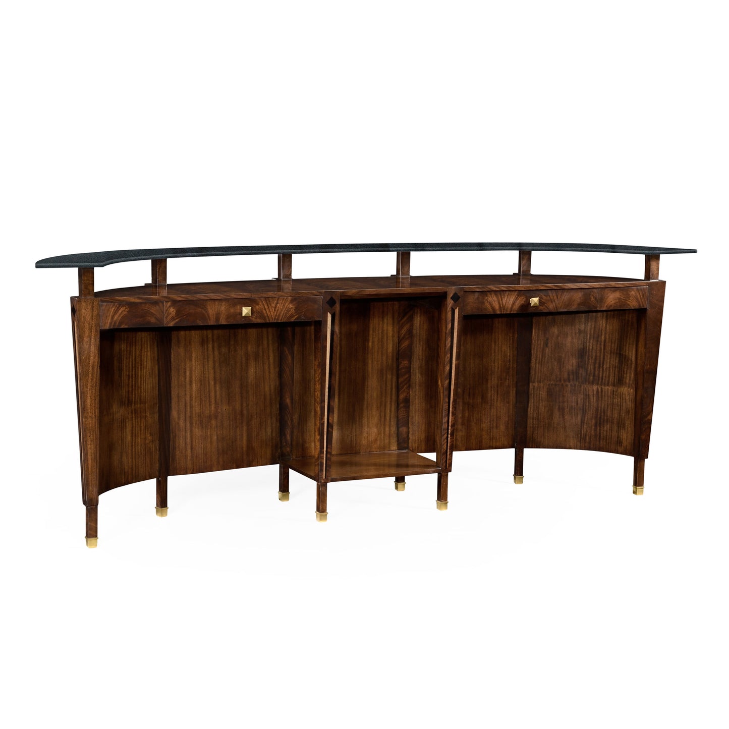 Mahogany semi circular five panel registration desk