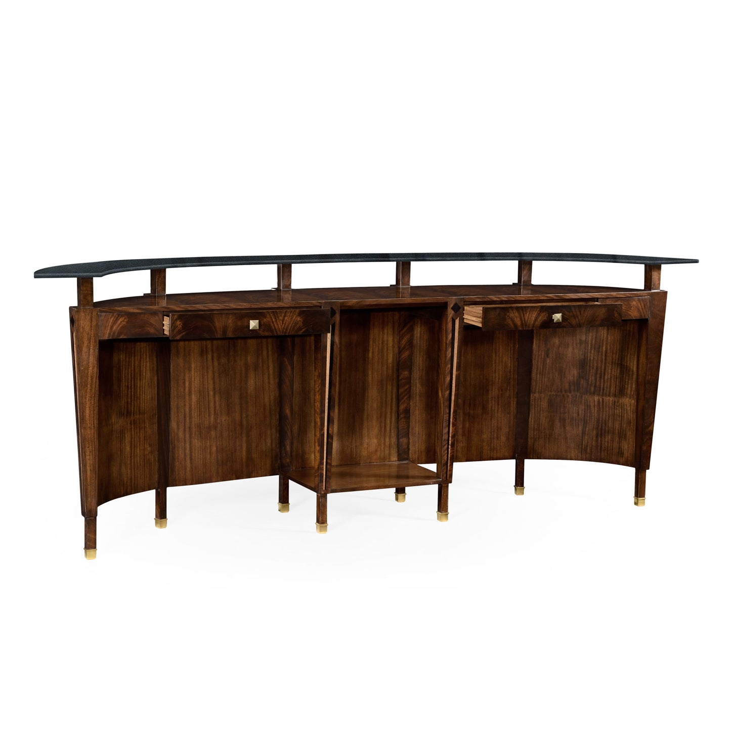 Mahogany semi circular five panel registration desk