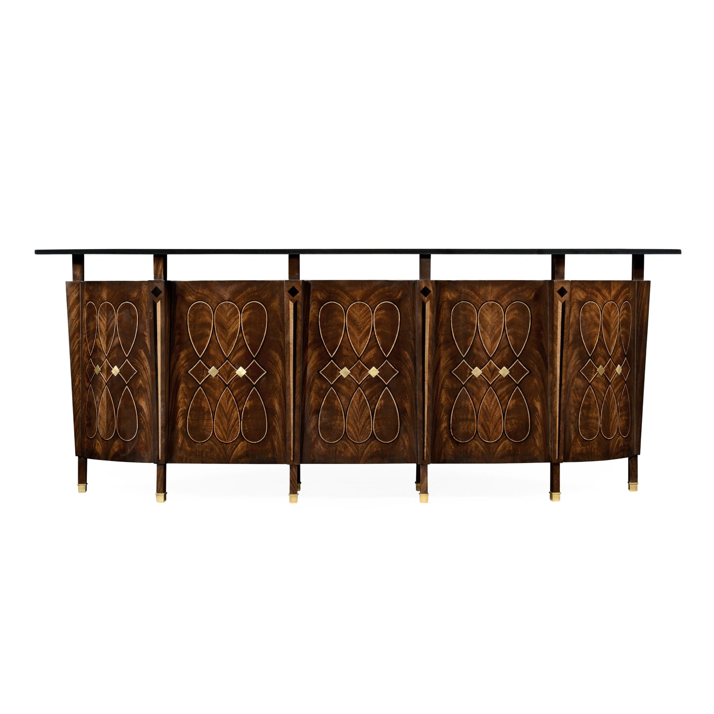 Mahogany semi circular five panel registration desk