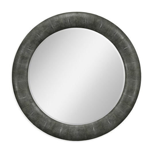 Anthracite Faux Shagreen Circular Mirror | Art and Decor