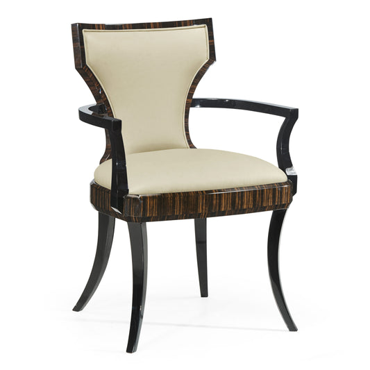 Full Back Art Deco Macassar Ebony High Lustre Dining Armchair | Jonathan Charles