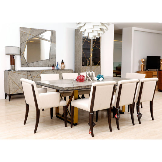84'' Casual Transitional Rectangular Dark French Oak Dining Room (Set of 12)